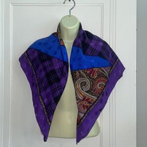 Vintage 70s Jean  Patou multi colored &‎ multi patterned scarf